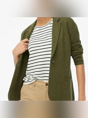 J Crew Schoolboy Knit Blazer Women’s Size Small Moss Green Cotton
